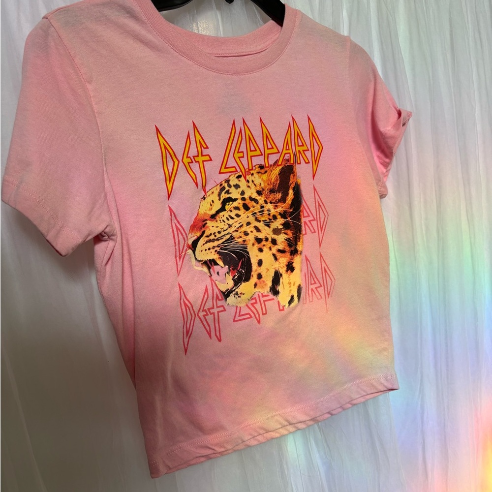 Pink Def Leppard Crop Tee